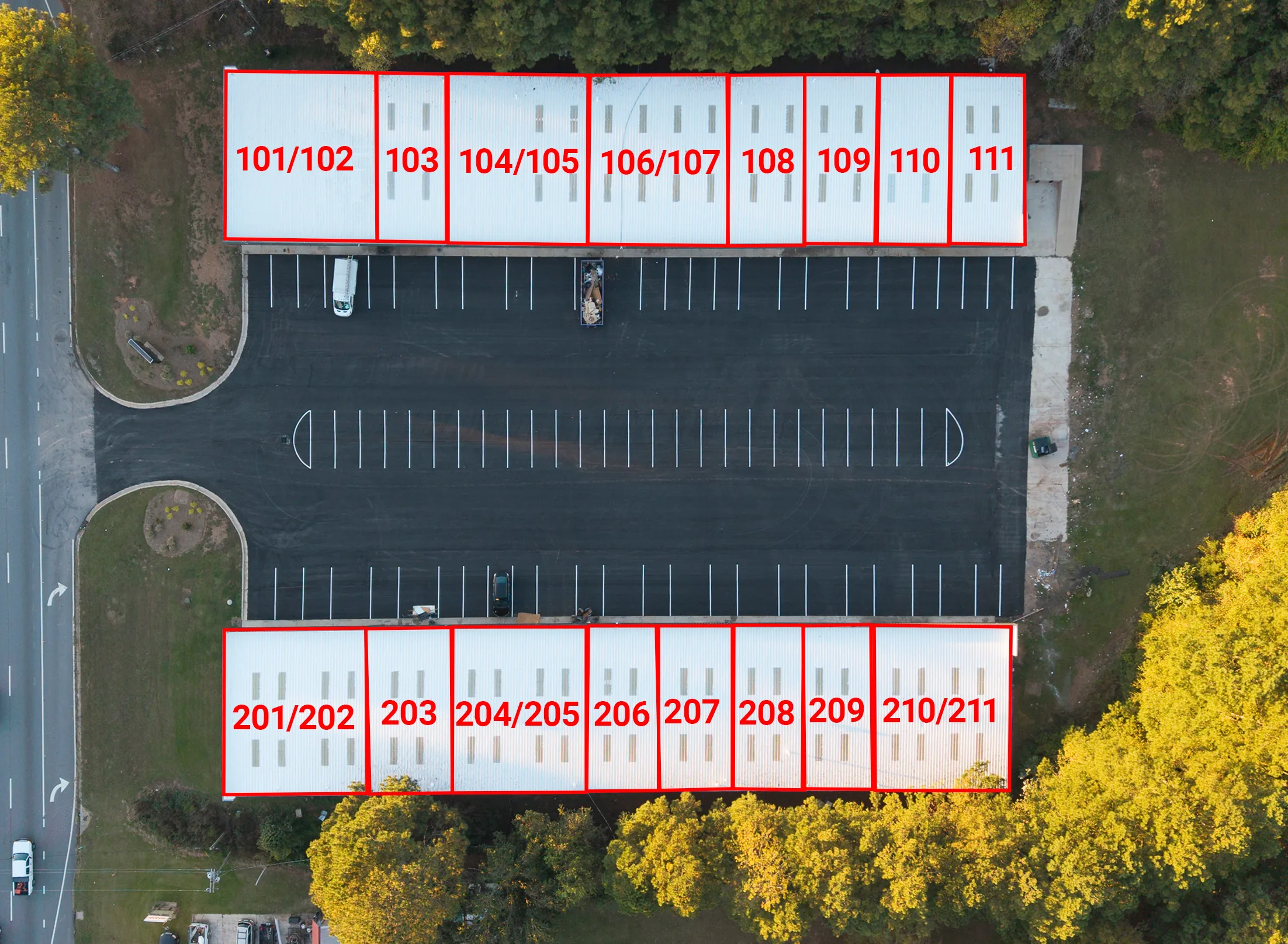 All unit locations map for Athens Warehouses & Workshops