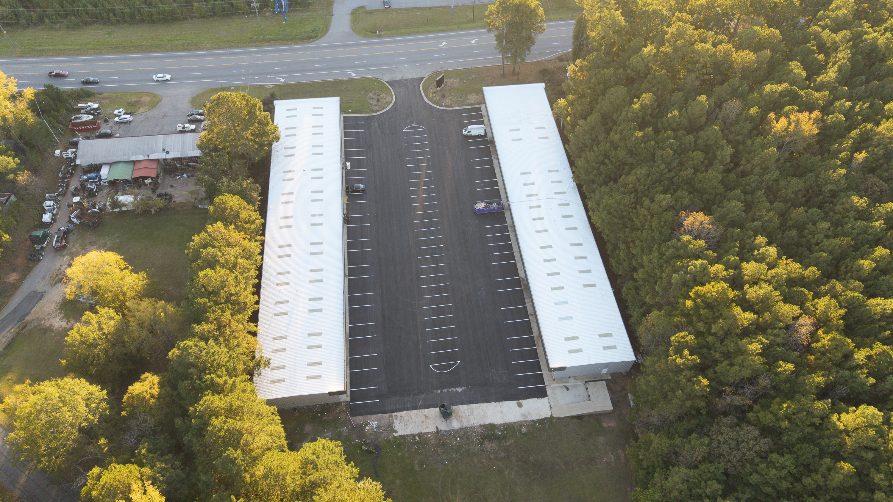 Top-down aerial view of Athens Warehouses & Workshops